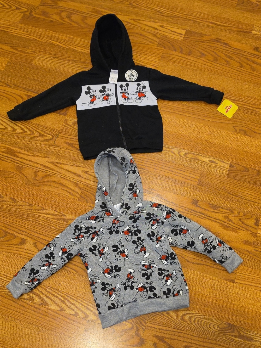 NWT Disney Kids Mickey Hoodie Set - Black & Gray with Red Accents